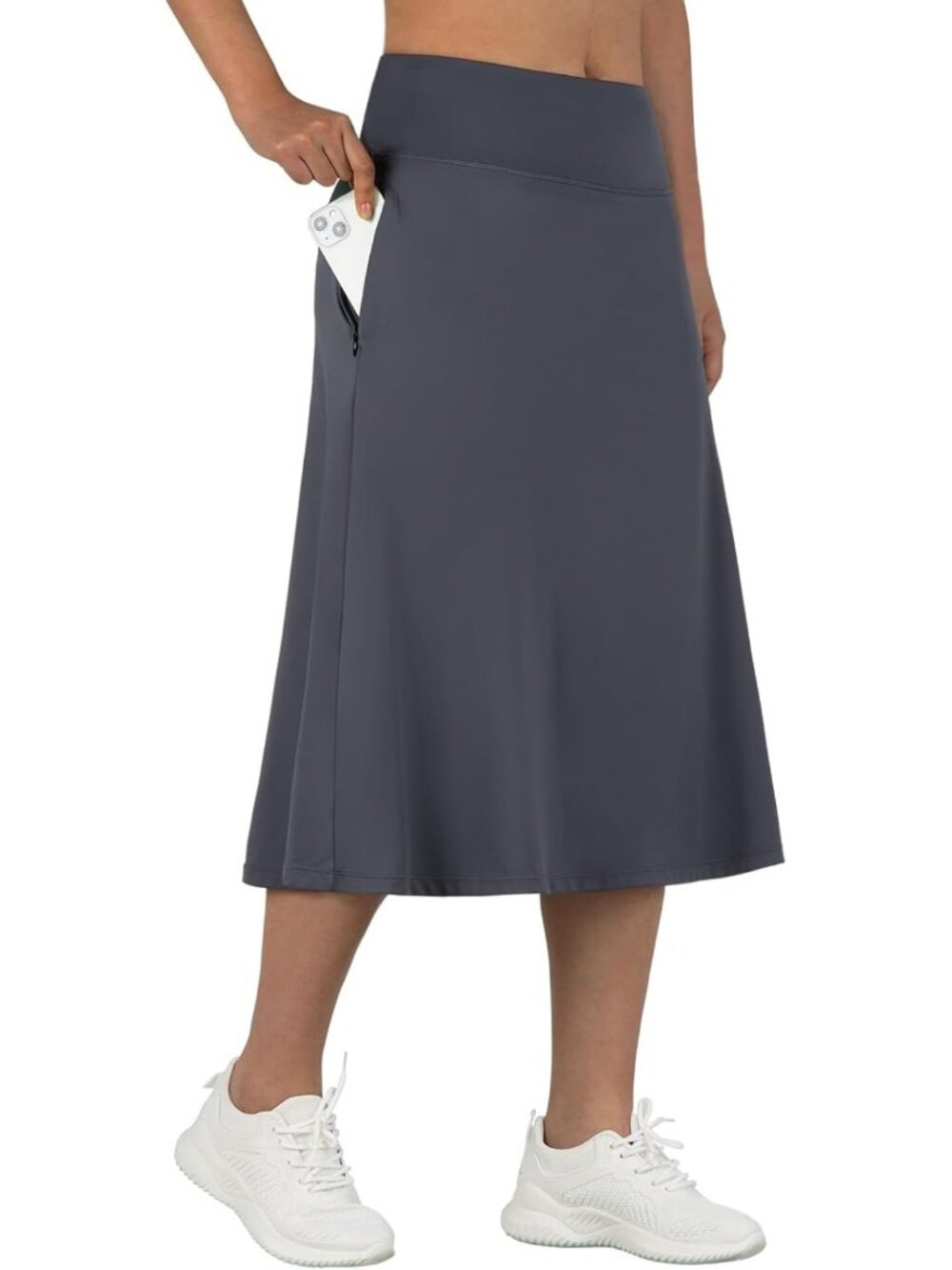 28” Midi Long Skorts for Women - Knee Length Athletic Skirt with Pocket